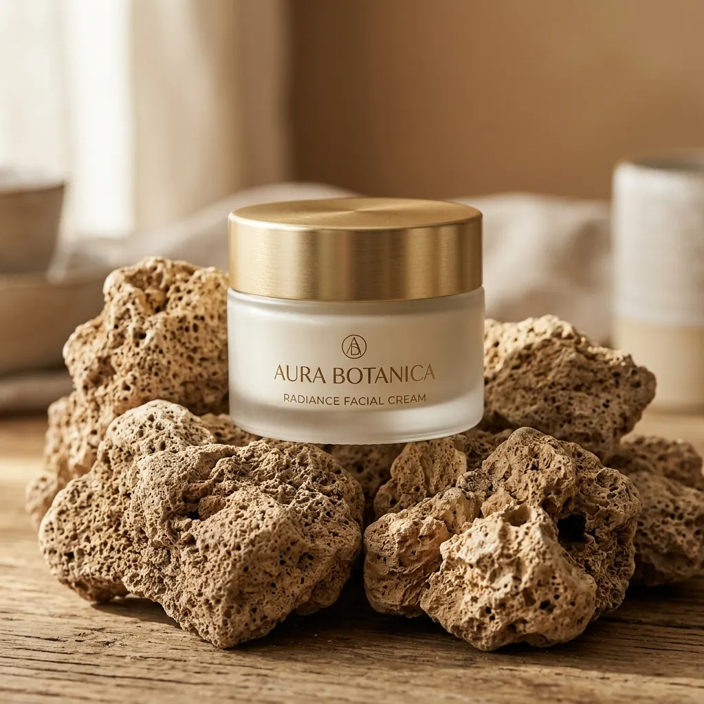 Hydra-Barrier Skincare Cream Jar resting on stones